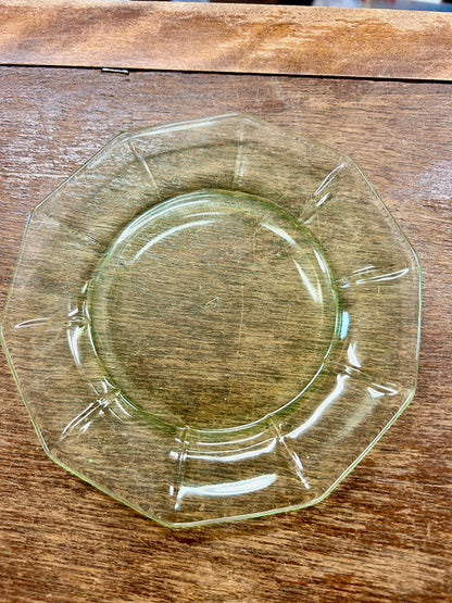 Green Cambridge Uranium Decagon Bread Plate, 6"