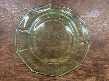 Green Cambridge Uranium Decagon Bread Plate, 6"