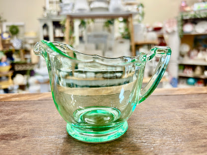 Green Fostoria Uranium Creamer, 3"