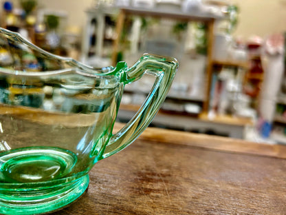 Green Fostoria Uranium Creamer, 3"