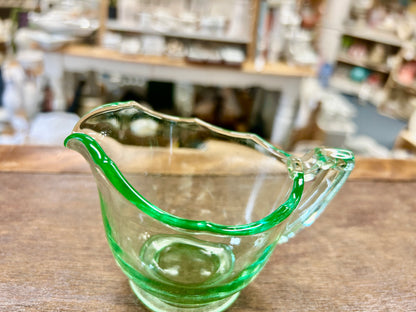 Green Fostoria Uranium Creamer, 3"