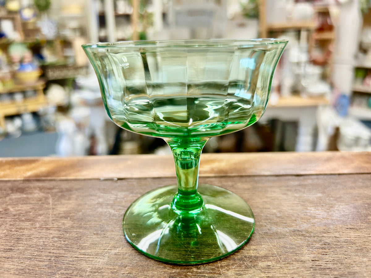 Anchor Hocking Depression Green Sherbet Glass, 3 1/2"