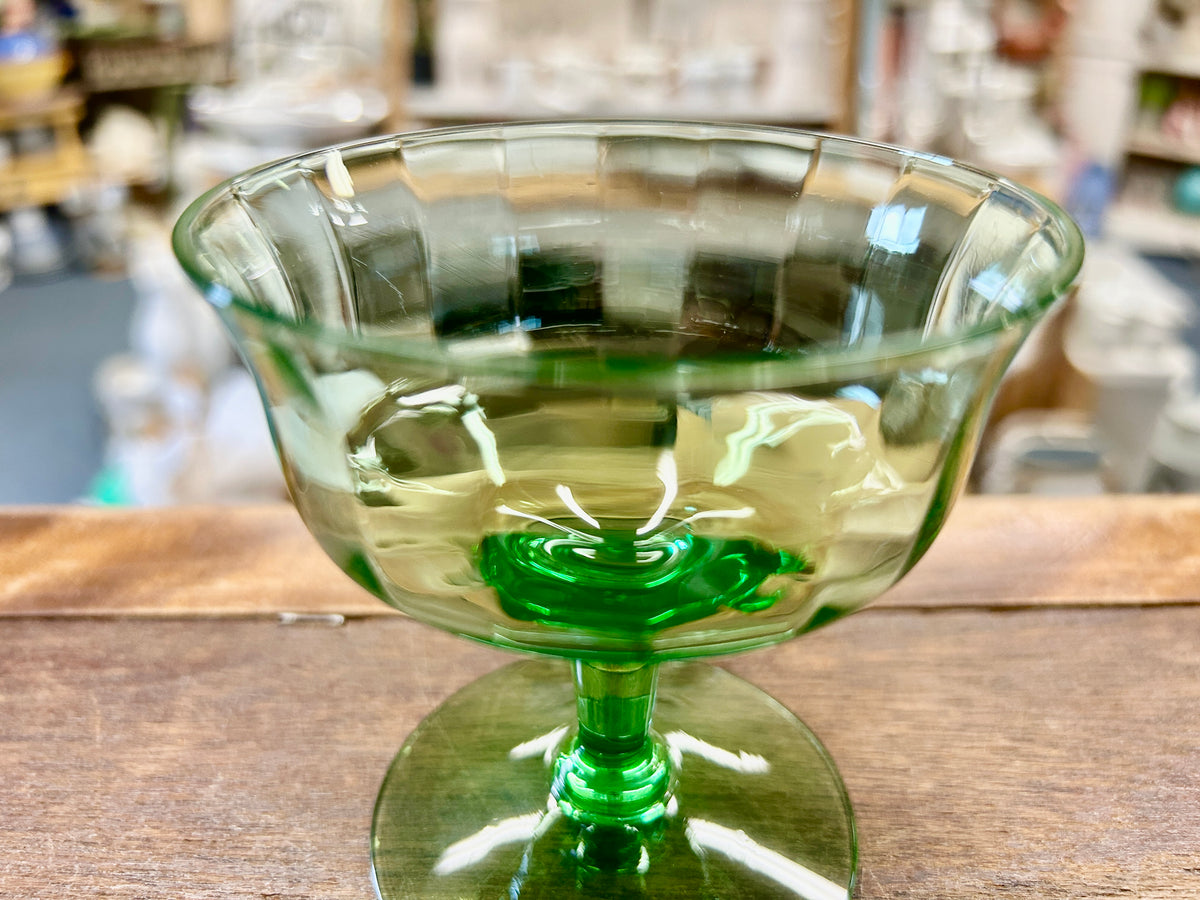 Anchor Hocking Depression Green Sherbet Glass, 3 1/2"