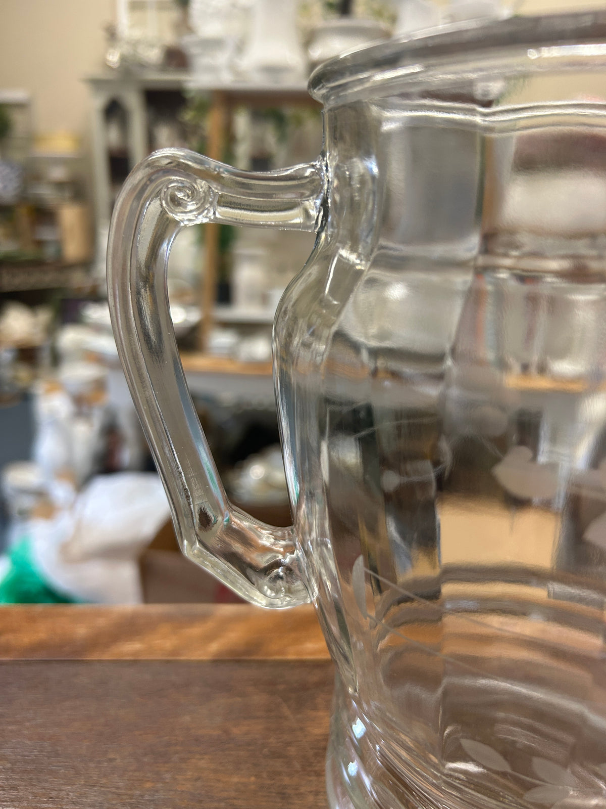Etched Clear Pitcher, 8 1/4"