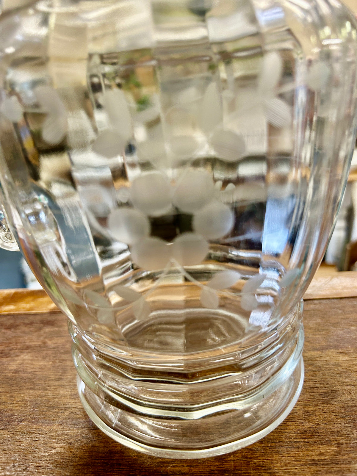 Etched Clear Pitcher, 8 1/4"