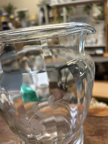 Etched Clear Pitcher, 8 1/4"