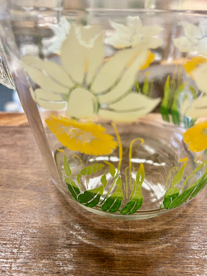 Yellow & Green Anchor Hocking Daffodil Clear Pitcher, 9"
