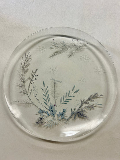 Blue & White Pfaltzgraff NEW Winter Frost Clear Plate, 8"