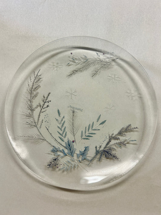 Blue & White Pfaltzgraff NEW Winter Frost Clear Plate, 8"