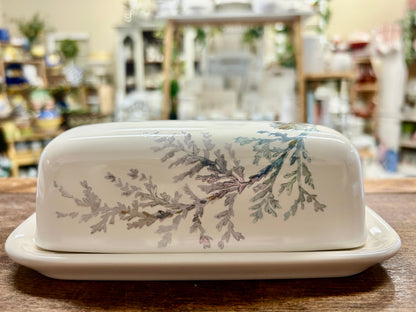 Blue & White Pfaltzgraff Winter Frost Butter Dish, 7"