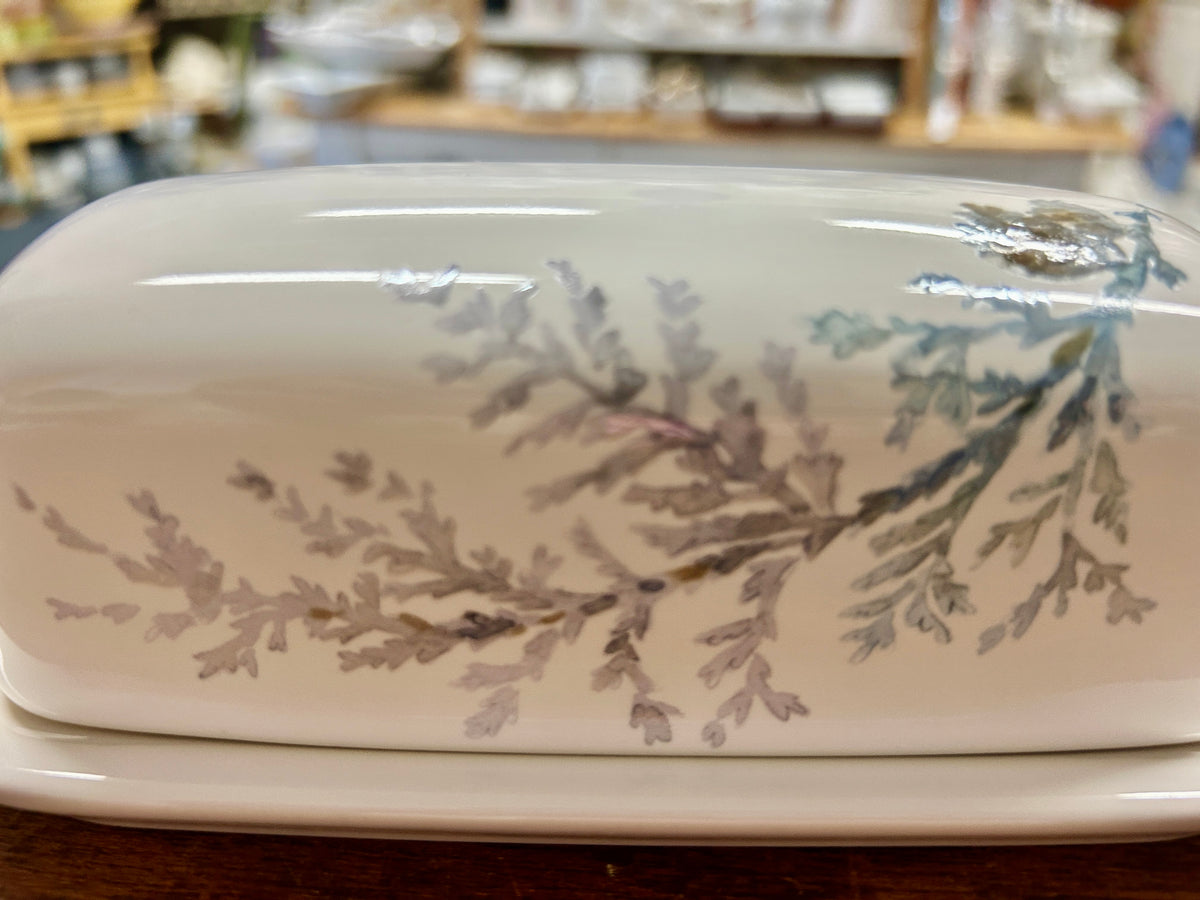 Blue & White Pfaltzgraff Winter Frost Butter Dish, 7"