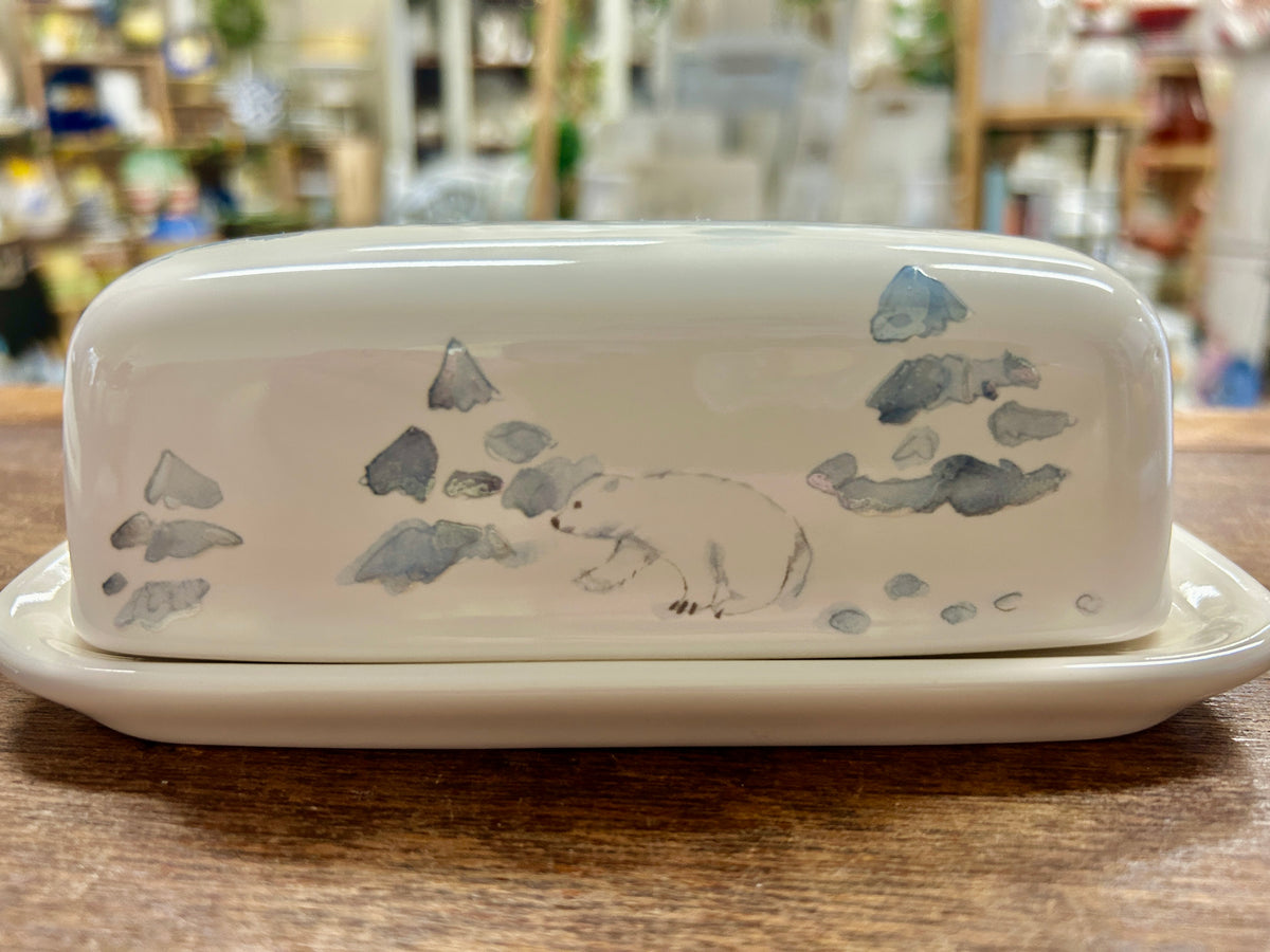 Blue & White Pfaltzgraff Winter Frost Butter Dish, 7"