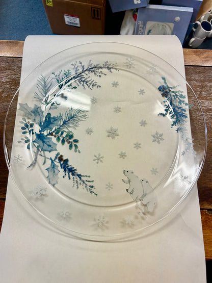 Blue & White Pfaltzgraff Winter Frost Clear Platter, 13"