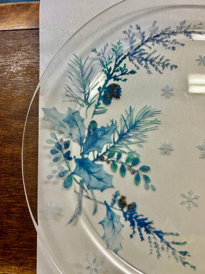 Blue & White Pfaltzgraff Winter Frost Clear Platter, 13"