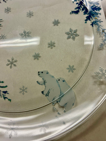 Blue & White Pfaltzgraff Winter Frost Clear Platter, 13"