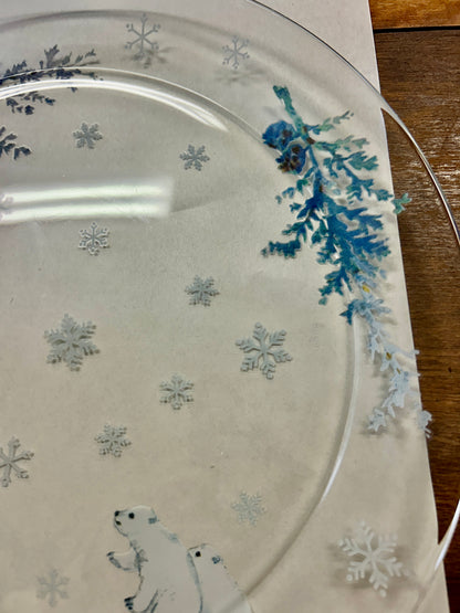 Blue & White Pfaltzgraff Winter Frost Clear Platter, 13"
