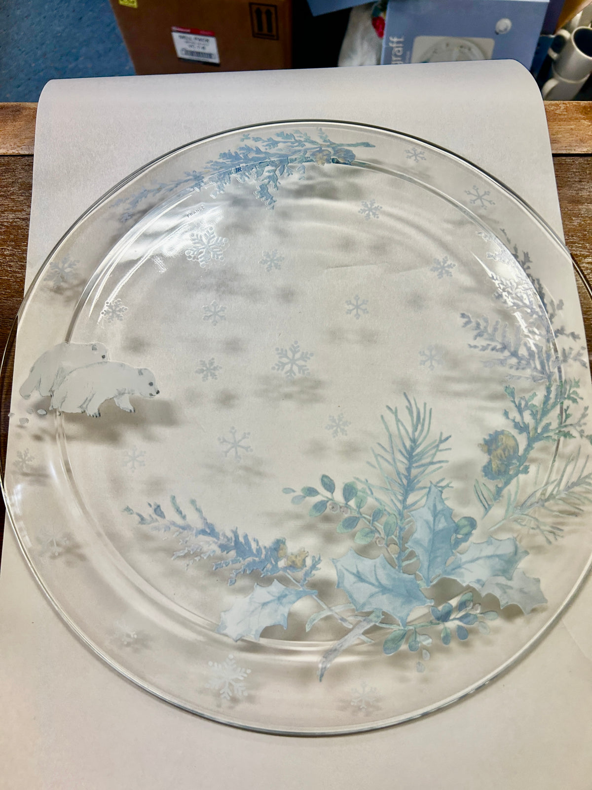 Blue & White Pfaltzgraff Winter Frost Clear Platter, 13"
