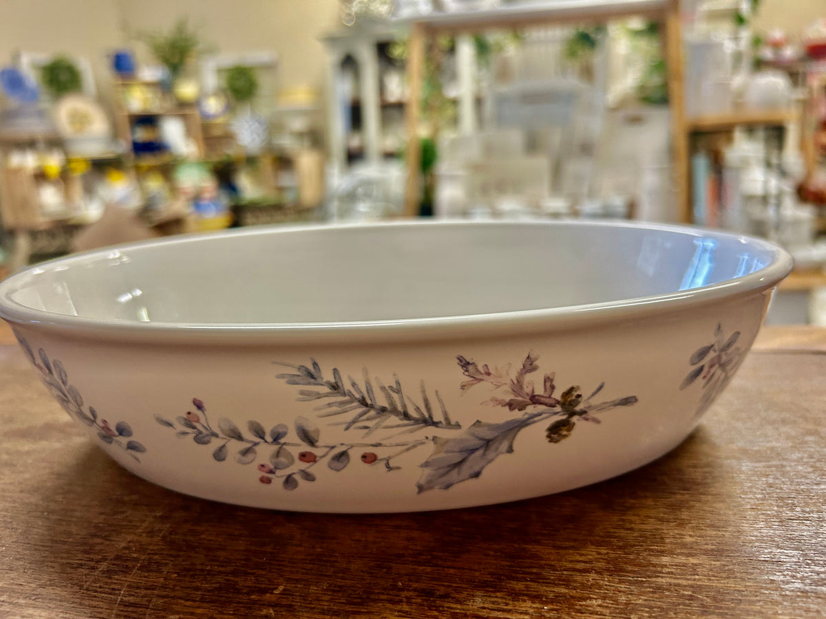 Blue & White Pfaltzgraff Winter Frost Oval Bowl/Baker, 10"