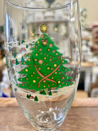 Red Green White  Winter Christmas Goblet, 7 3/4"