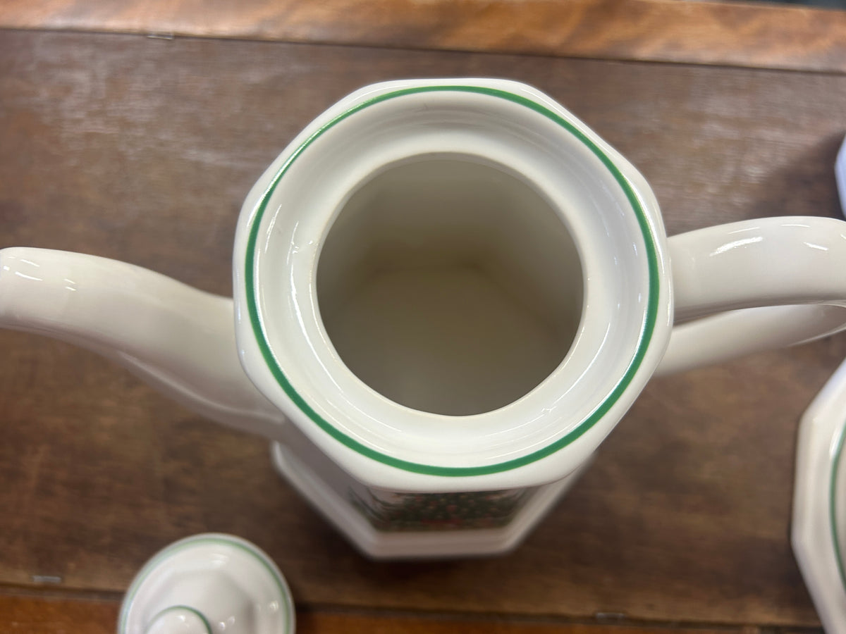 Red Green White Pfaltzgraff Christmas Heritage Coffee Pot, 8"