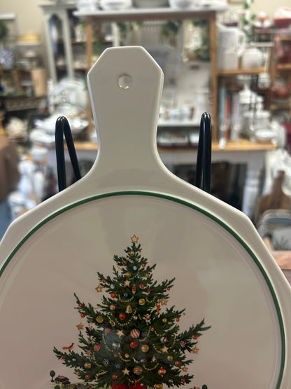 Red Green White Pfaltzgraff Christmas Heritage Cheese Plate, 10 1/2"