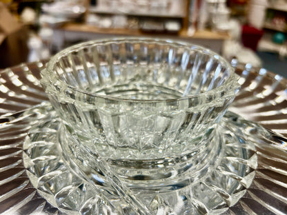 Clear Kromex Glass Lazy Susan w/ Bowl & Lid, 12"