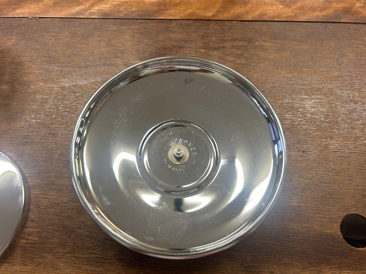 Clear Kromex Glass Lazy Susan w/ Bowl & Lid, 12"