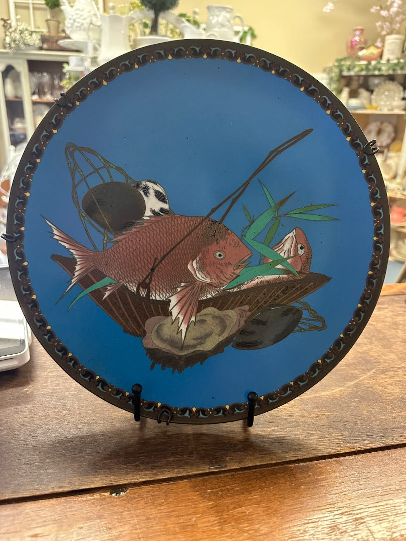 Japan Meiji Cloisonne Fish Platter