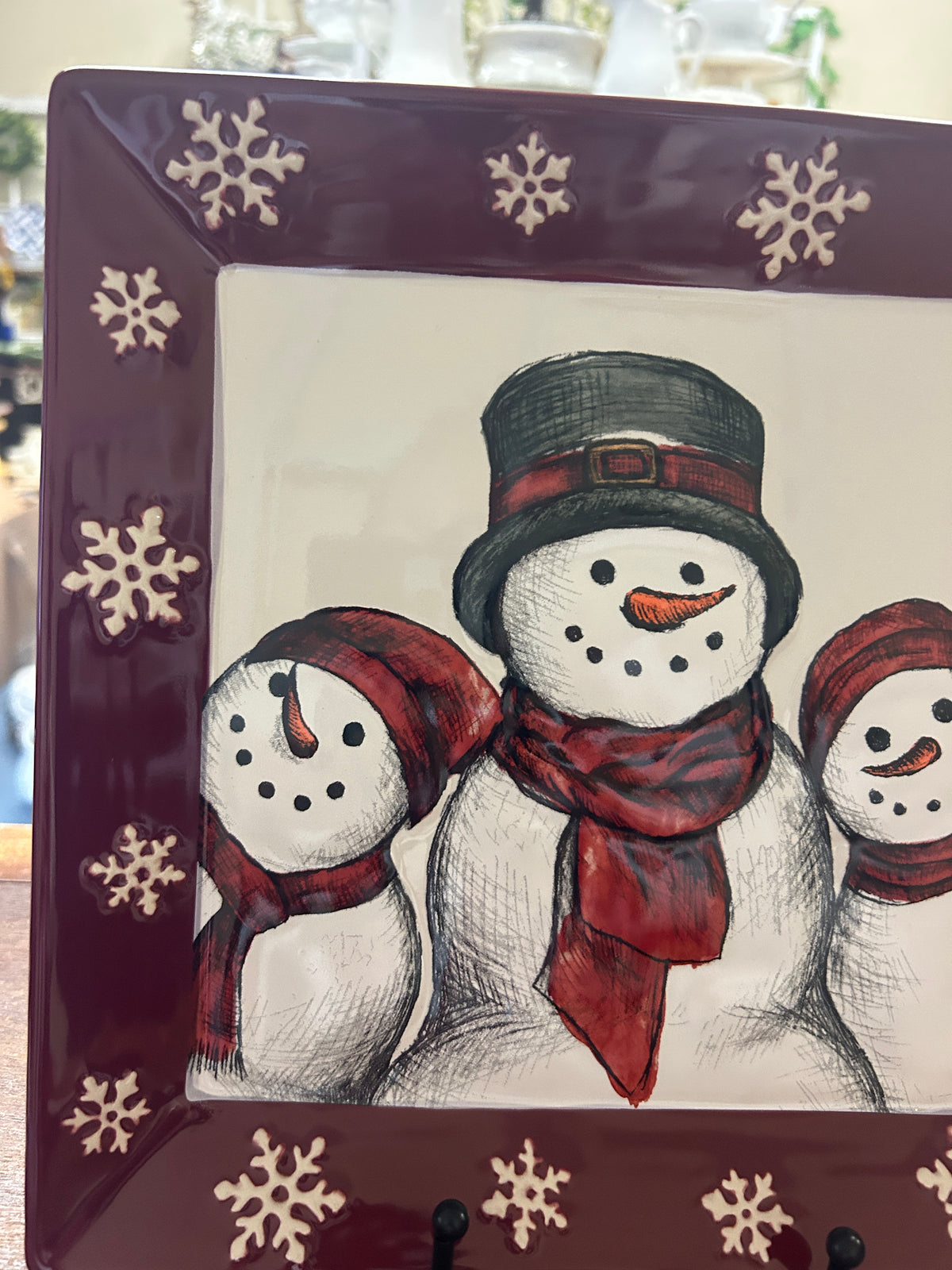 Cranberry St Nicholas Square Yuletide Square Snowman Plate, 10 1/4"