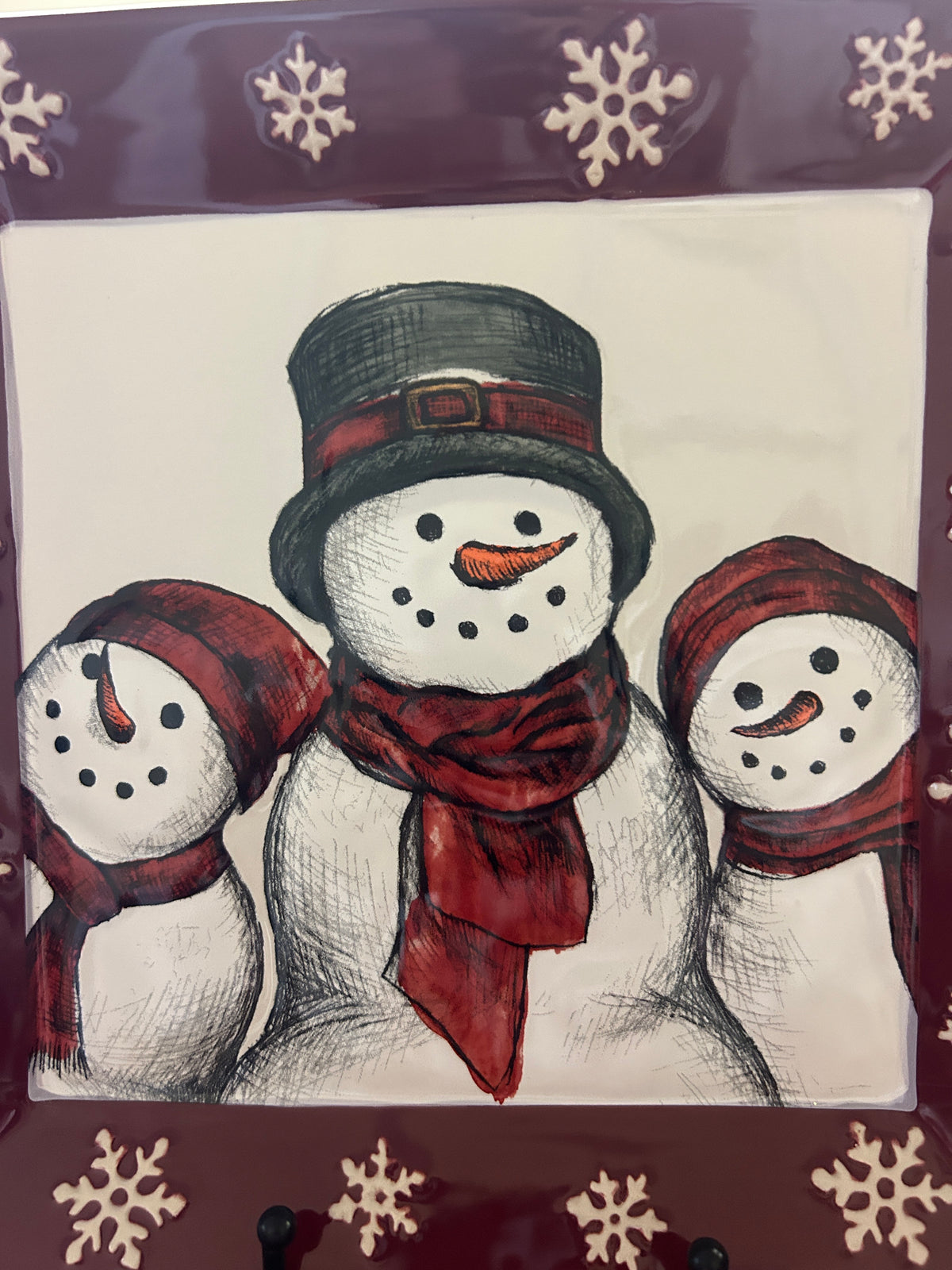 Cranberry St Nicholas Square Yuletide Square Snowman Plate, 10 1/4"