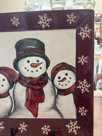Cranberry St Nicholas Square Yuletide Square Snowman Plate, 10 1/4"