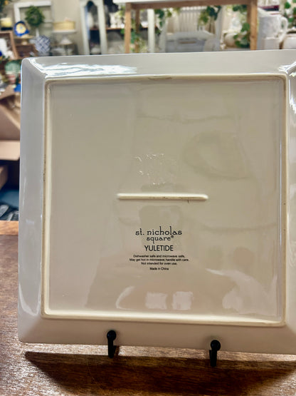 Cranberry St Nicholas Square Yuletide Square Snowman Plate, 10 1/4"