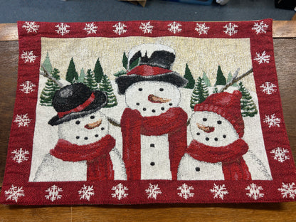 Red Green White St Nicholas Square Snowman Christmas Placemat, 17 3/4"