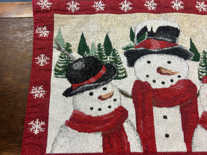 Red Green White St Nicholas Square Snowman Christmas Placemat, 17 3/4"