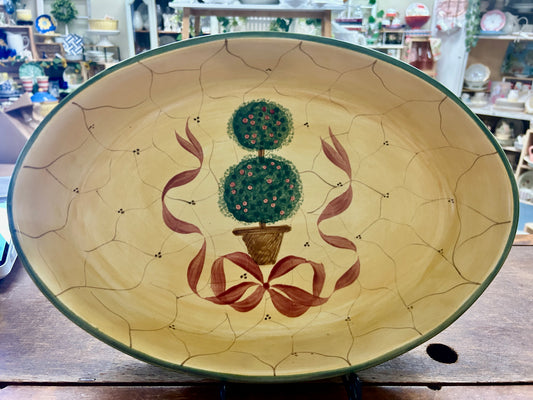 Multicolor Laurie Gates RARE Oval Topiary Bowl, 16"