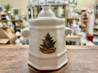 Red Green White Pfaltzgraff Christmas Heritage Sugar Bowl, 5 3/4"