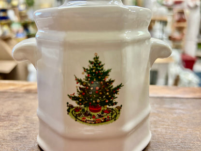 Red Green White Pfaltzgraff Christmas Heritage Sugar Bowl, 5 3/4"