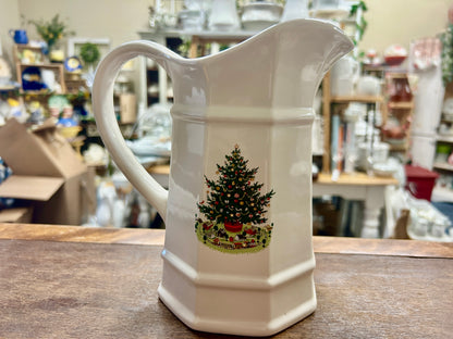 Red Green White Pfaltzgraff Christmas Heritage Pitcher, 7 1/2"