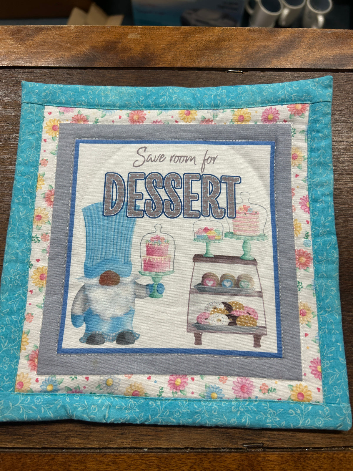 Blue  Gnome Potholder, 8 1/2"
