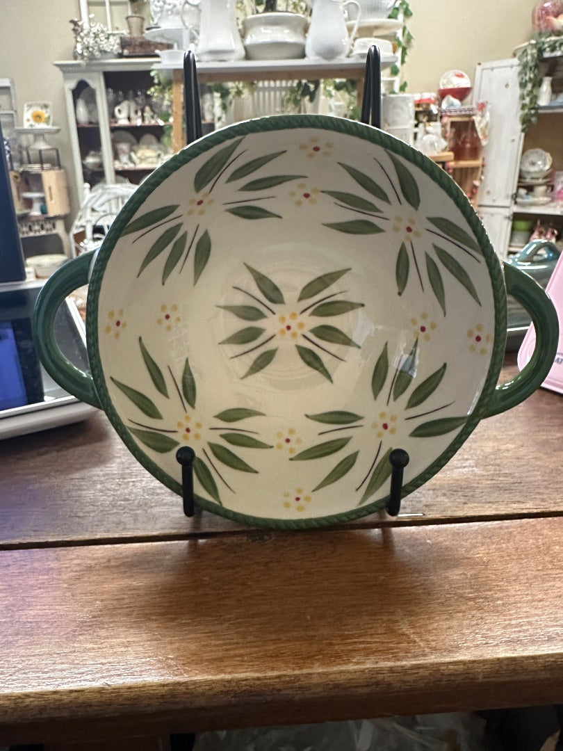 Old World Green Temptations Bowl w/ Handles, 16 ounces