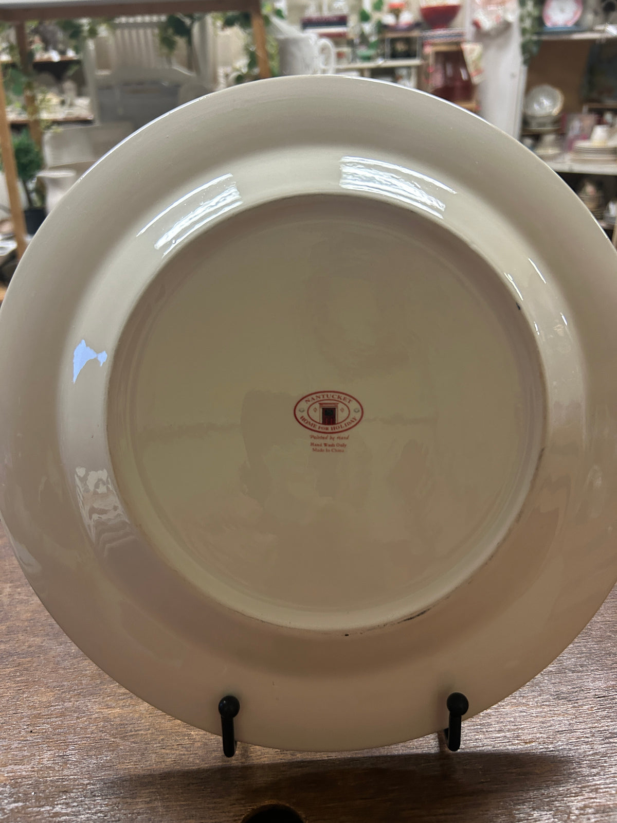 Red Green White Nantucket Home Christmas Snowman Scottie Plate, 10 1/4"