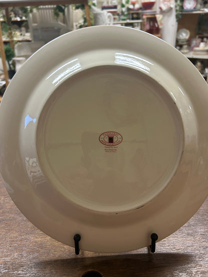 Red Green White Nantucket Home Christmas Snowman Scottie Plate, 10 1/4"