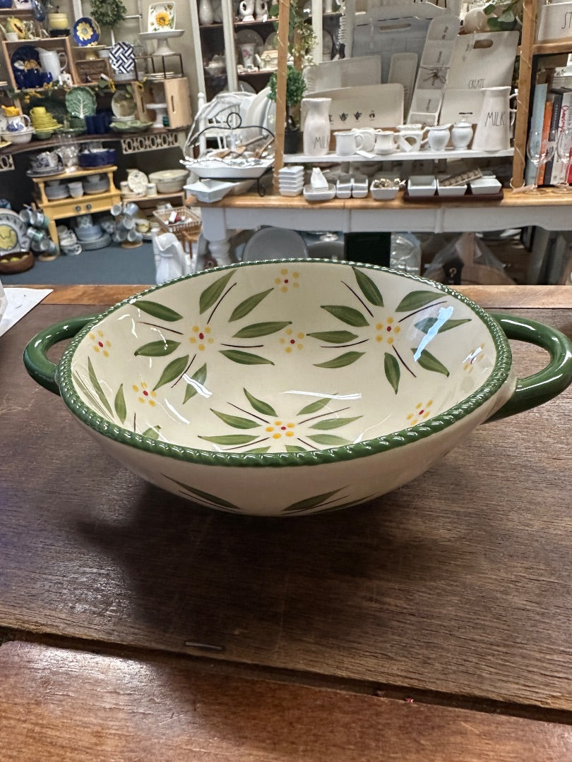 Old World Green Temptations Bowl w/ Handles, 16 ounces