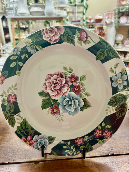 Multicolor Tienshan Pink & Blue Flowers Dinner Plate, 10 3/4"