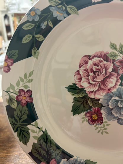 Multicolor Tienshan Pink & Blue Flowers Dinner Plate, 10 3/4"