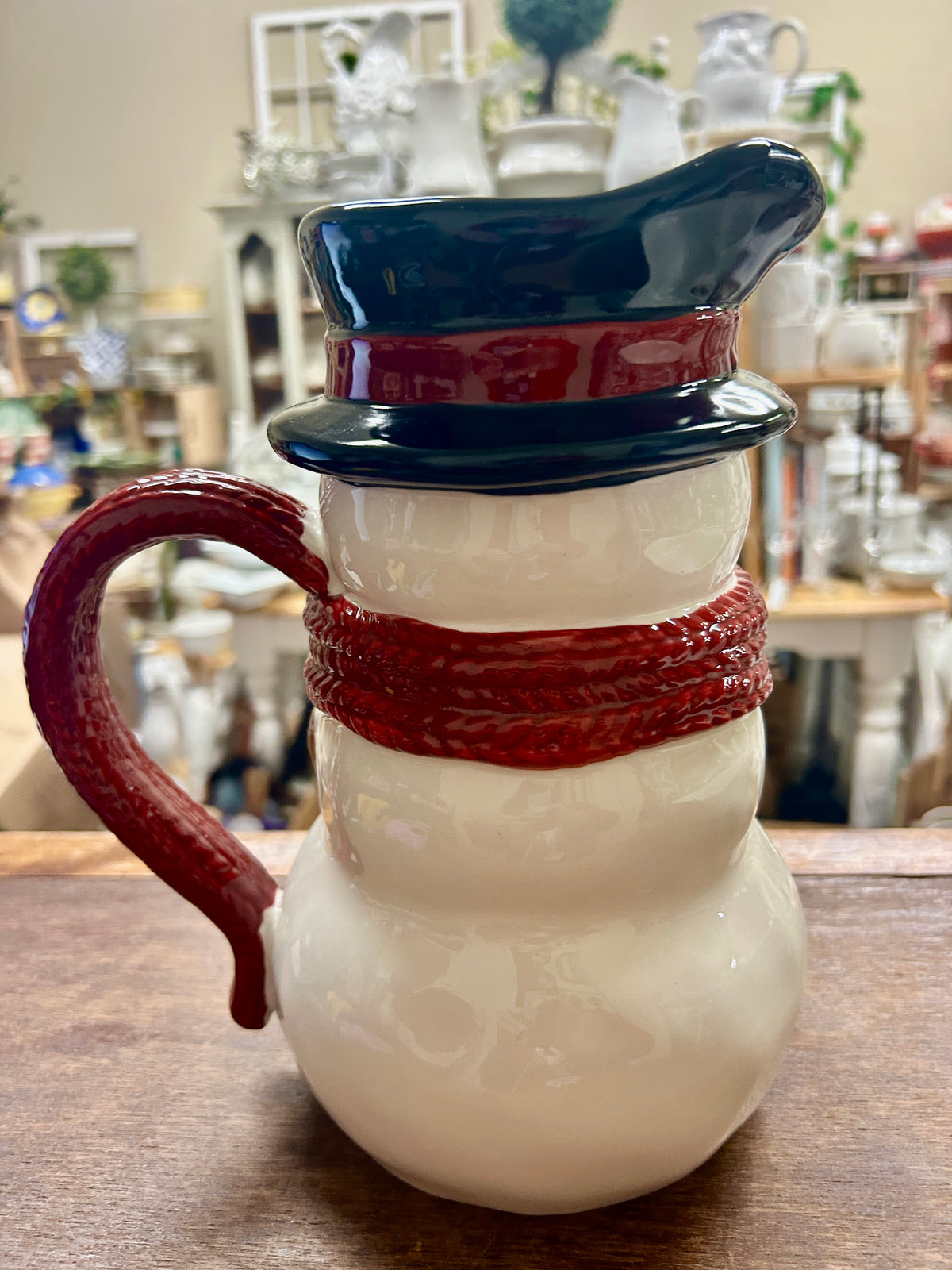 Cranberry St Nicholas Square RARE Yuletide Snowman Pitcher, 10"