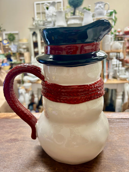 Cranberry St Nicholas Square RARE Yuletide Snowman Pitcher, 10"