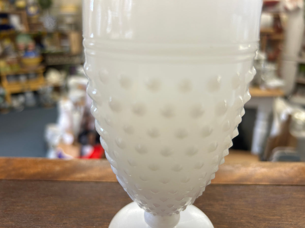 White Anchor Hocking Hobnail Milk Glass Goblet, 5 1/2"