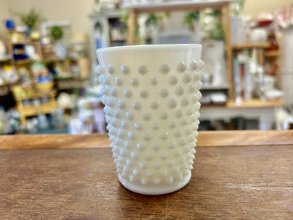 White Fenton Hobnail Milk Glass Cup, 3 1/2"