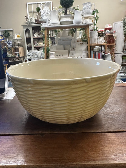 Yellow Johnson Bros Basketweave Bowl, 11"